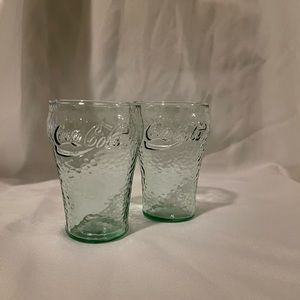 Set of Coca Cola vintage green glasses
